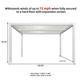 PURPLE LEAF Athena Louvered Pergola white Outdoor Aluminum Pergola with Shutter Wall Adjustable Gazebo Rainproof for Patio Deck Garden