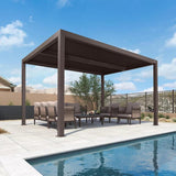PURPLE LEAF Athena Louvered Pergola Outdoor Aluminum Pergola with Adjustable Roof for Deck Backyard Garden Hardtop Gazebo