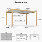 PURPLE LEAF Caesar Louvered Pergola Outdoor Wood Grain Aluminum Pergola with Adjustable Roof Patio Hardtop Gazebo for Backyard Garden