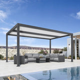 PURPLE LEAF Athena Louvered Pergola Modern Grey Pergola with White Roof for Deck Backyard Garden