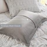 Long Faux Fur Comforter Mini Set, Grey