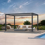 PURPLE LEAF Athena Louvered Pergola Modern Grey Pergola with White Roof for Deck Backyard Garden