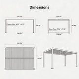 PURPLE LEAF Athena Louvered Pergola Modern Grey Pergola with White Roof for Deck Backyard Garden