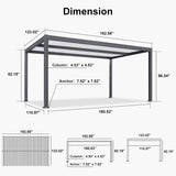 PURPLE LEAF Caesar Outdoor Louvered Pergola Patio Sun Shade Shelter with Adjustable Hardtop Patio Pergola Gray Frame White Roof