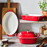 Staub Ceramic 4-pc Baking Pans Set, Casserole Dish with Lid, Brownie Pan