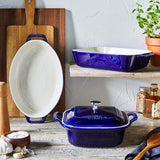Staub Ceramic 4-pc Baking Pans Set, Casserole Dish with Lid, Brownie Pan