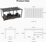 PURPLE LEAF Outdoor Pergola with Retractable Canopy Aluminum Shelter for Beach Porch Garden  Shade Pavilion Pergola  with Curtains