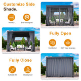 Louvered Pergola, Outdoor Metal Canopy with Adjustable Roof