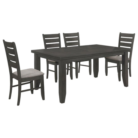 Dalila 5-Piece Rectangular Dining Table Set – Dark Grey