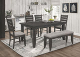 Dalila 6-Piece Rectangular Dining Table Set – Dark Grey