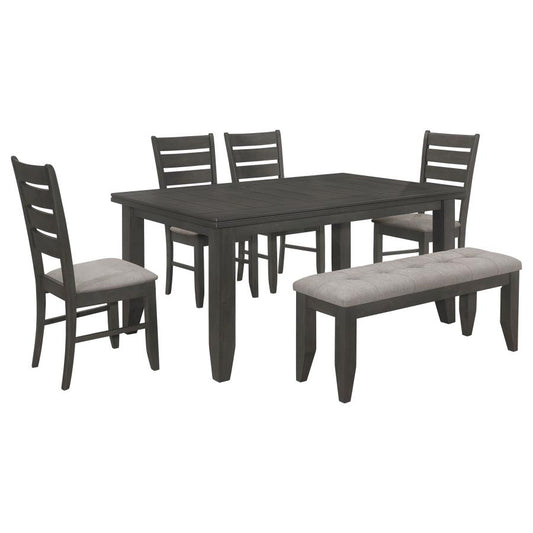 Dalila 6-Piece Rectangular Dining Table Set – Dark Grey