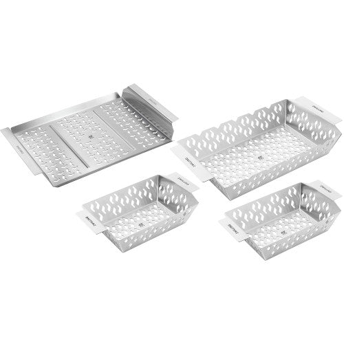 ZWILLING BBQ+ 4-pc Grill Basket Set, 2 Small Grill Baskets, 1 Medium Grill Basket, 1 Grill Topper, Heavy-duty Stainless-Steel, Nestable