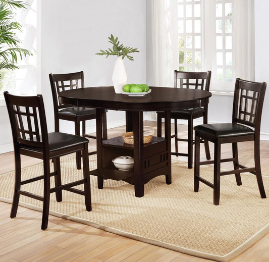 Lavon 5-Piece Oval Counter Height Extension Dining Set – Espresso