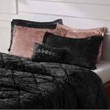 Crushed Velvet 4-Piece Comforter or Duvet Cover Set, Black