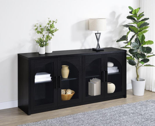 Riva 4-Door Dining Sideboard Buffet Storage Credenza – Black