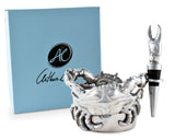 Crab Wine Caddy and Stopper Set