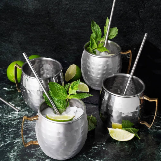 Mixora 4 Pack Moscow Mule Copper Silver Mugs Set
