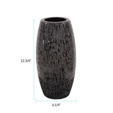 Chiseled Texture Black Iron Cylinder Vase- Small