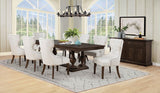 Baney Fabric Upholstered Dining Side Chair Cream and Dark Oak