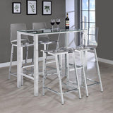 Tolbert 5-Piece Glass Top Bar Table Set with Acrylic Chairs – Chrome