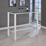 Tolbert 47-inch Rectangular Tempered Glass Top Bar Table - Chrome