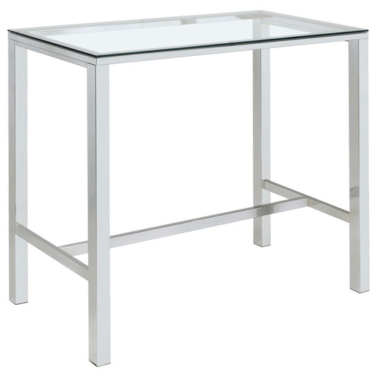 Tolbert 47-Inch Rectangular Tempered Glass Top Bar Table Chrome