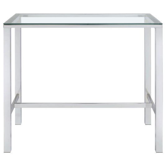 Tolbert 47-Inch Rectangular Tempered Glass Top Bar Table Chrome
