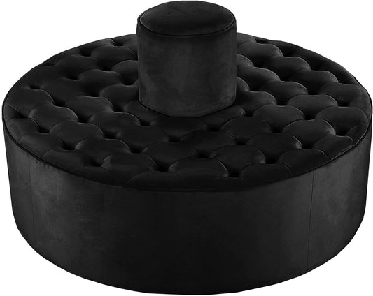 Banquet Contemporary Round Ottoman/Bench - Chic Velvet Accent for Stylish Seating & Relaxation