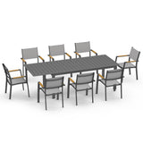8-Person All-Aluminum Patio Dining Set, Extendable Table