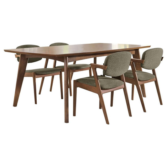 Malone 5-Piece Rectangular Dining Table Set – Dark Walnut