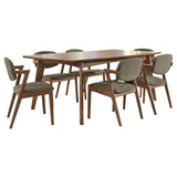 Malone 7-Piece Rectangular Dining Table Set – Dark Walnut