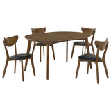 Jedda 5-Piece Oval Dining Table Set – Dark Walnut