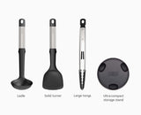 Elevate™ Fusion 3-piece Stainless-steel Utensil Set with Compact Stand