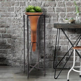 Bronze Euler Drop Vase with Black Iron Stand- Extra Large
