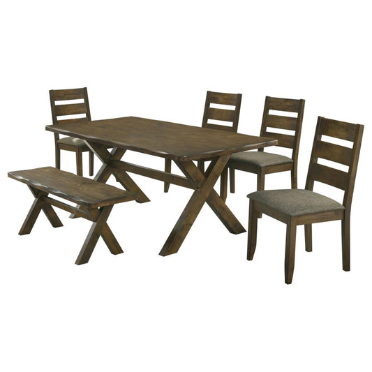 Alston 6-Piece Rectangular Dining Table Set Knotty Nutmeg
