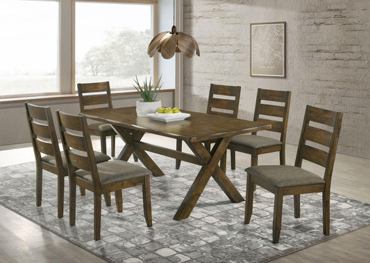 Alston 7-Piece Rectangular Dining Table Set Knotty Nutmeg