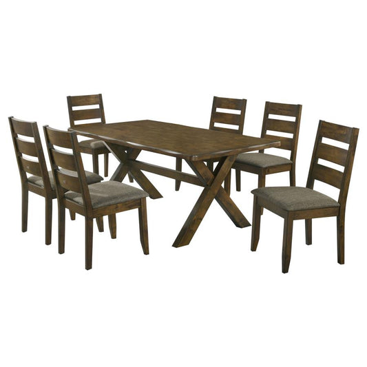 Alston 7-Piece Rectangular Dining Table Set Knotty Nutmeg