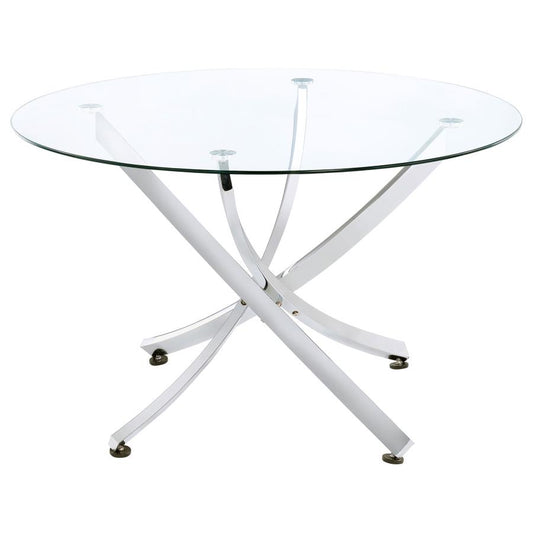 Beckham Round 46-Inch Glass Top Dining Table Chrome