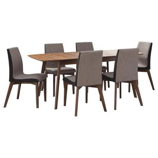Redbridge 7-Piece Rectangular Dining Set Natural Walnut