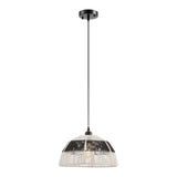Iron and Ropes 1 Light 14" Diam Pendant // Black and Cream