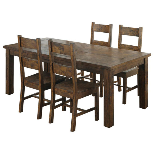 Coleman 5-Piece Rectangular Dining Set – Rustic Golden Brown
