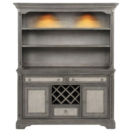 Cresswell 2-Door 3-Drawer Buffet and Hutch – Weathered Taupe