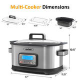11-in-1 Multi Slow Cooker Roaster Oven, 6.5QT Sliver Digital