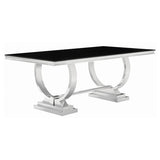 Antoine 7-Piece Black Tempered Glass Dining Set Cream White Chairs