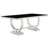 Antoine Rectangular 95-inch Glass Top Dining Table Black