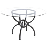 Aviano Round 48-Inch Glass Top Metal Dining Table Gunmetal