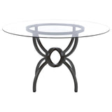 Aviano Round 48-Inch Glass Top Metal Dining Table Gunmetal