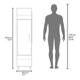 TUHOME Cluster 63-Inch Tall Open-Concept Wardrobe with Mirror, Three Storage Shelves, Hanging Rod, Casters and Side Hooks, Freestanding Clothes Organizer for Bedroom, Closet, Laundry Room or Multiroom Home Storage