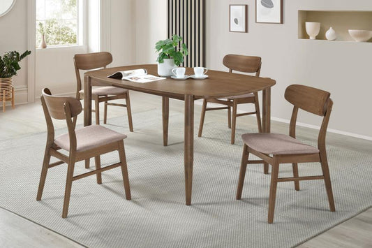 Dortch 5-Piece Oval Dining Set with Upholstered Chairs Walnut