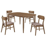 Dortch 5-Piece Oval Dining Set with Upholstered Chairs Walnut